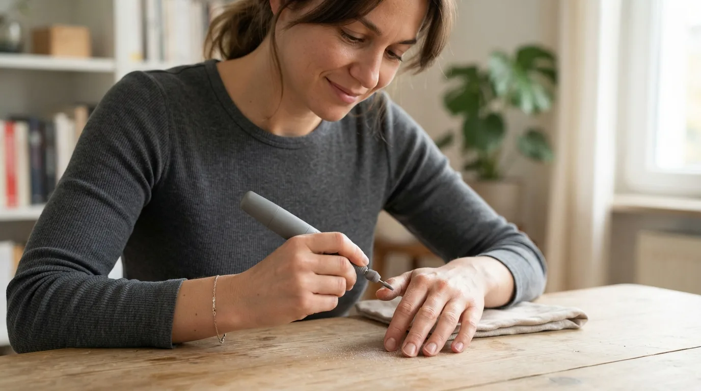 a person using an electric nail file on fingernails