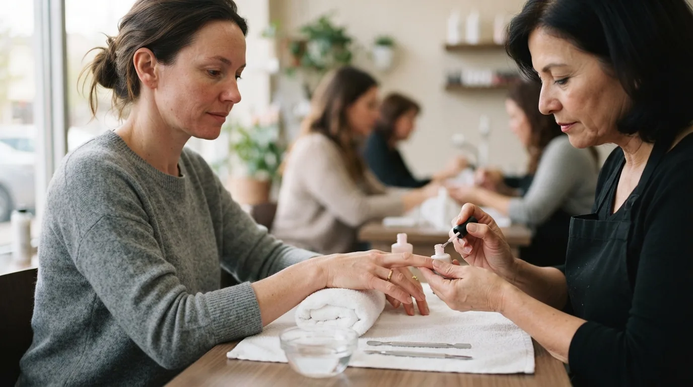 a woman getting a manicure