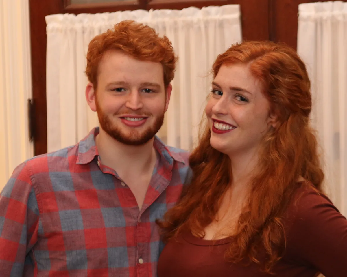Fraternal twins with red hair.