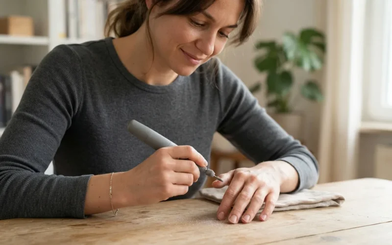 a person using an electric nail file on fingernails